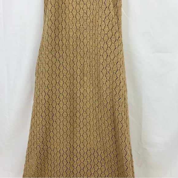 Boston Proper Tan Knit High Neck Crochet Maxi Dress - Picture 5 of 14